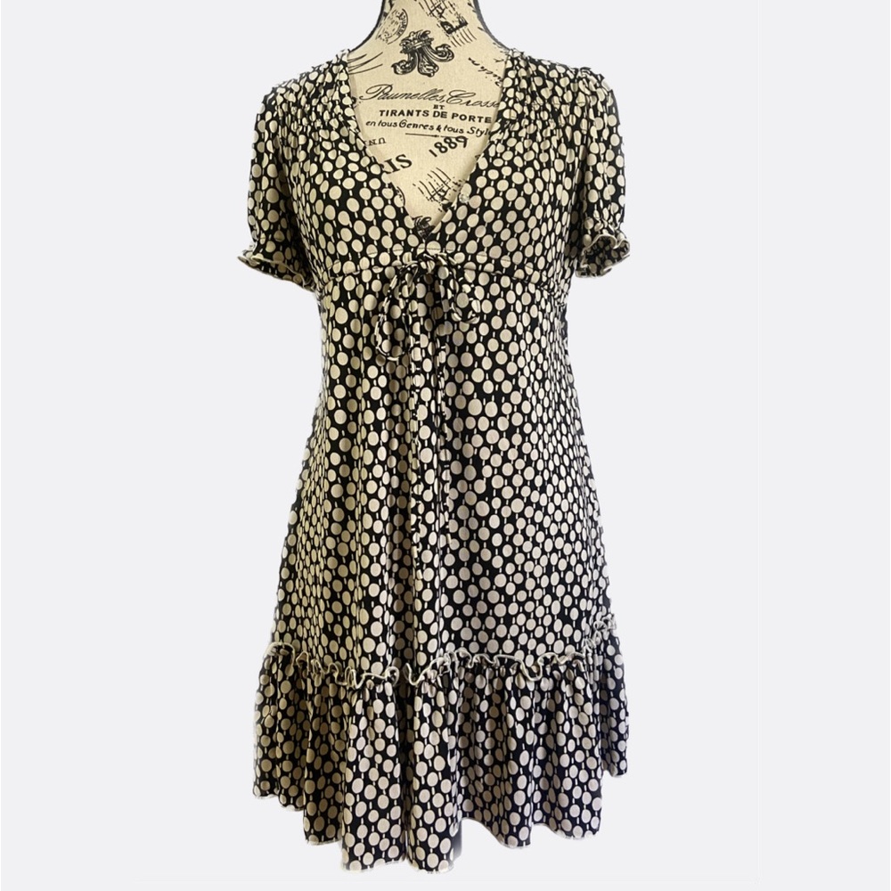 Vintage Black and White Polka Dot Dress 🎲